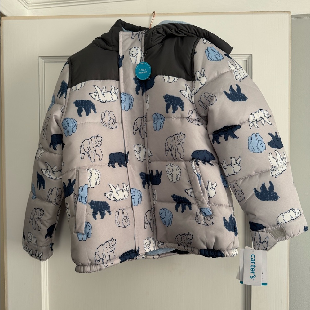 Carter’s Kid Winter Jacket, Bear design, Size Kid 7, New With Tags